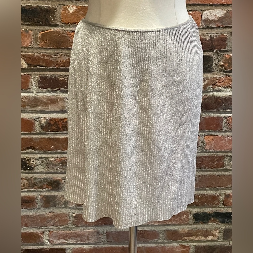 Vintage Gucci Slip on Shimmering Silver/Grey A-Line Skirt - Size S
